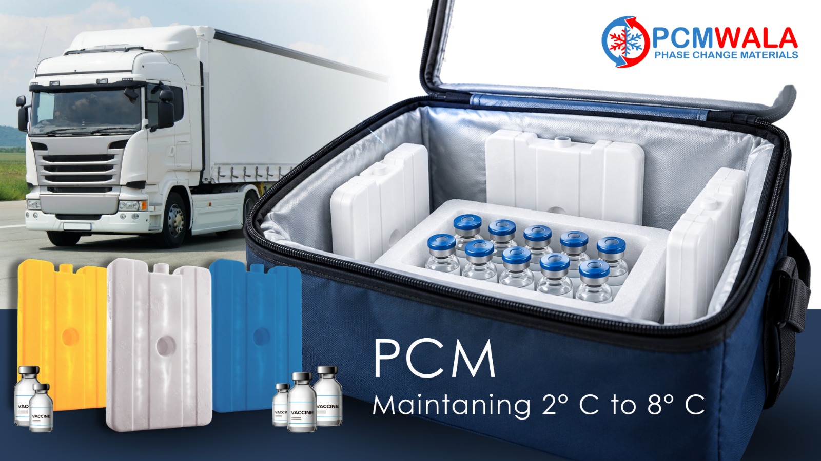 PCM for pharmaceutical cold chain maintaining 2°C to 8°C